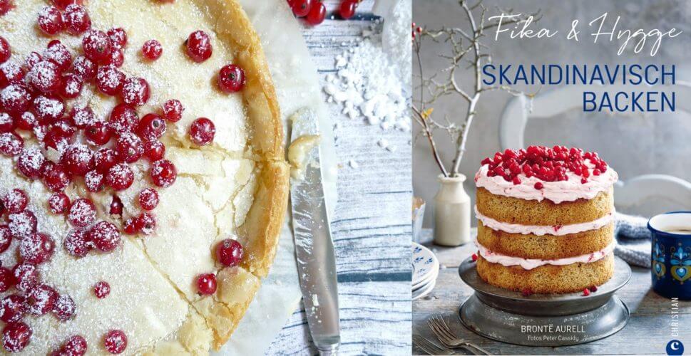 Kladdkaka mit weißer Schokolade und Johannisbeeren