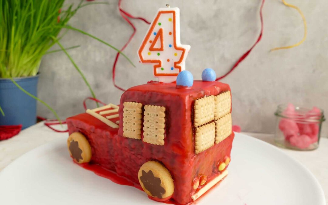 Feuerwehrauto-Kuchen “Tatütata” für den Kindergeburtstag